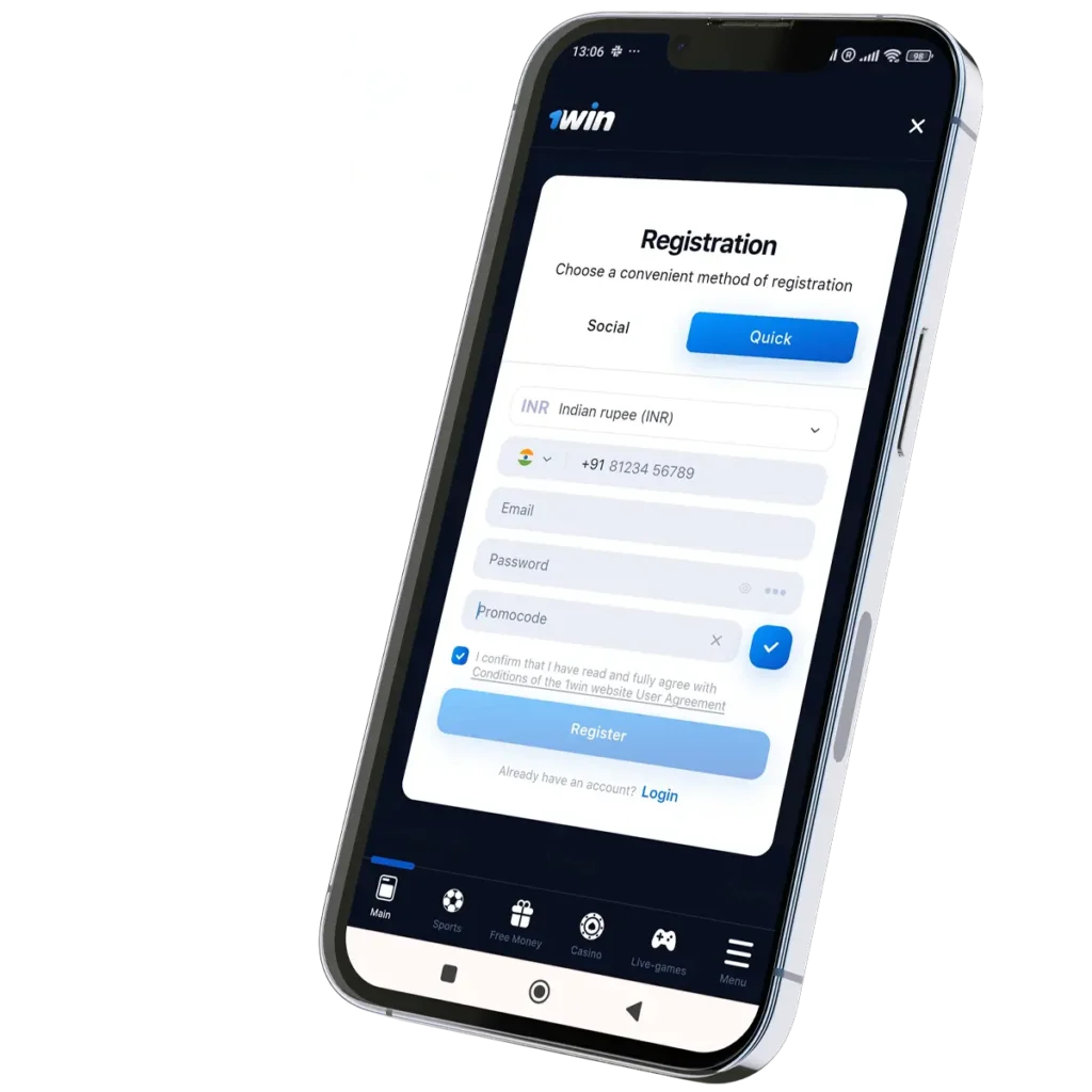 How to register in 1win App